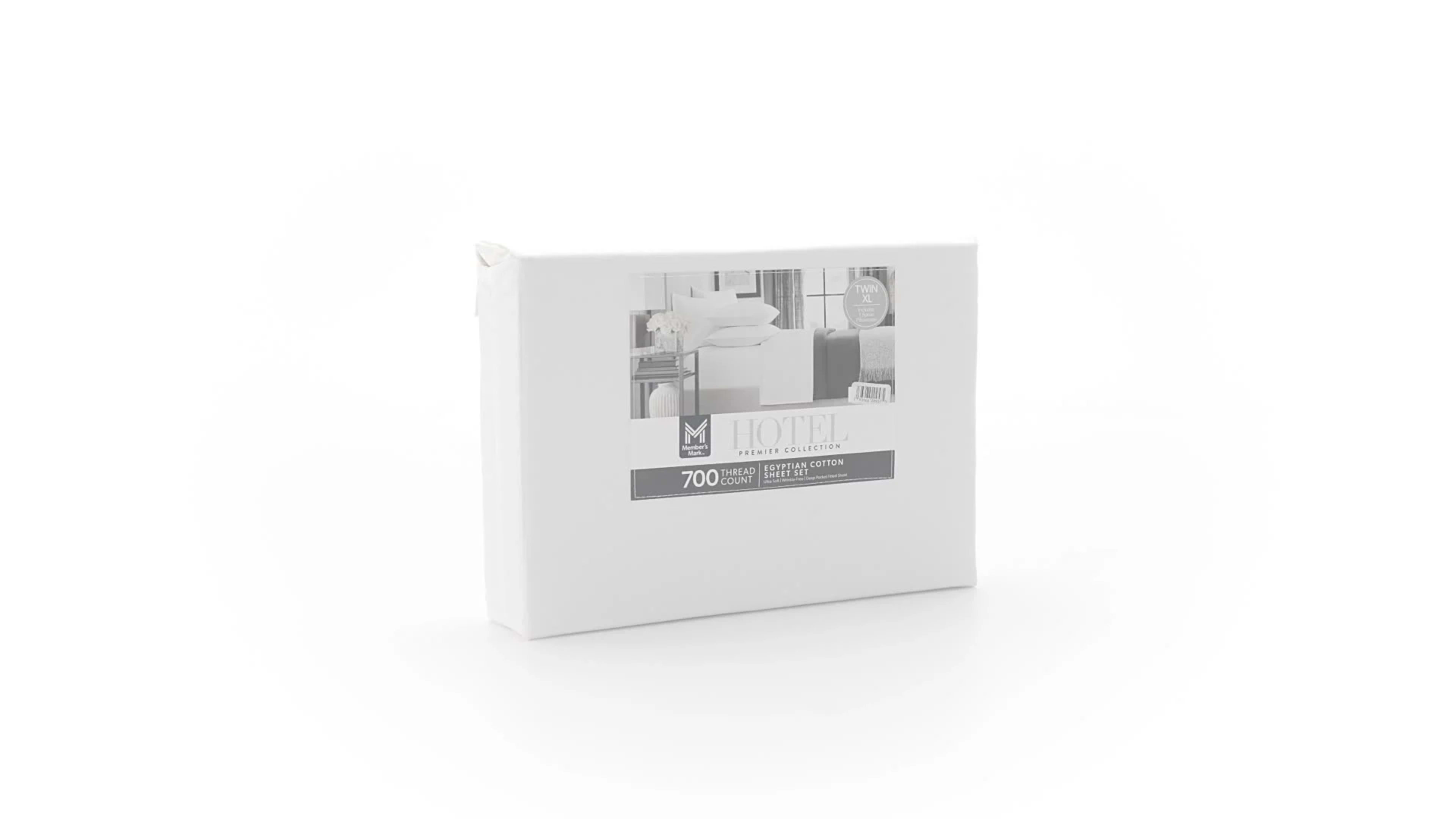 Queen White - Member’s Mark 700 Thread Count Solid Egyptian Cotton Hotel Premier Collection Sheet Set